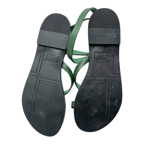 Ann Mashburn Green Leather Diagonal Strap Sandal - Picture 3 of 4
